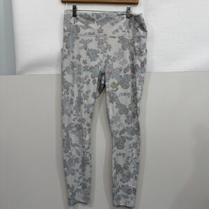 Fabletics Pure Luxe Leggings Size XL Floral  Print  Off White Color Side Pockets